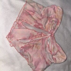 Women's Pink and White Floraly Tube Top with Bow.